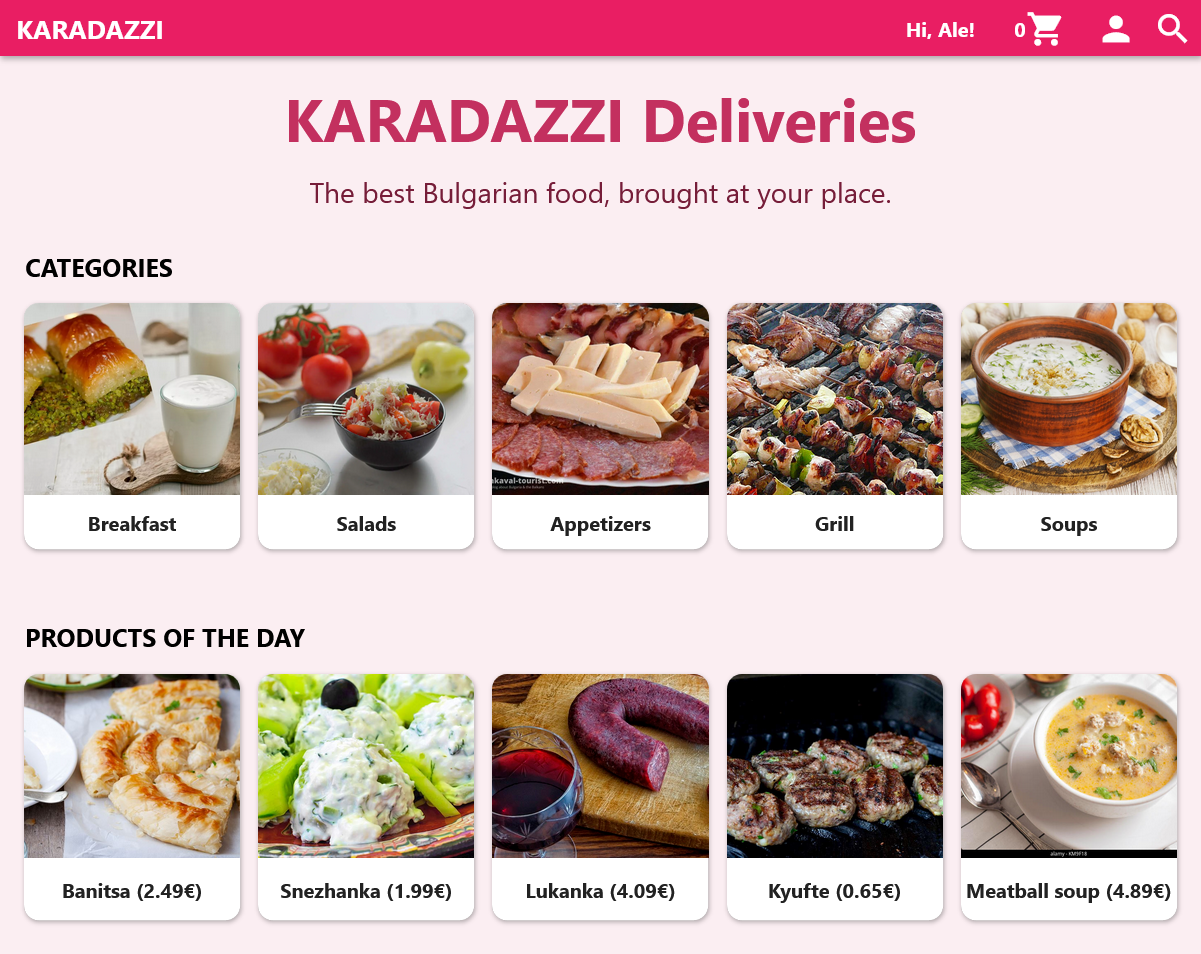 E-commerce frontend "Karadazzi Deliveries"
